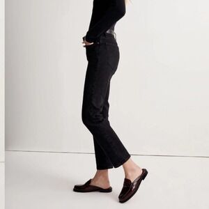 Madewell The Mid-Rise Perfect Vintage Jean Clean Black‎ Wash Cropped 27